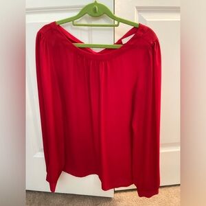 LOFT red long sleeve blouse with tie neck back size S